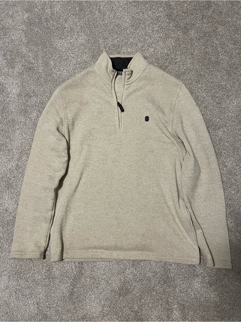 Izod Men's Light Beige Quarter-Zip Pullover Sweater